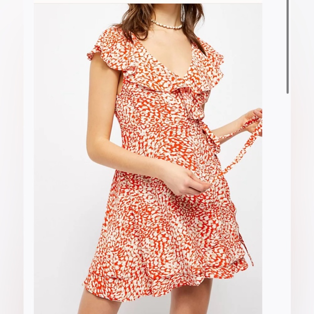 Free people red wrap dress